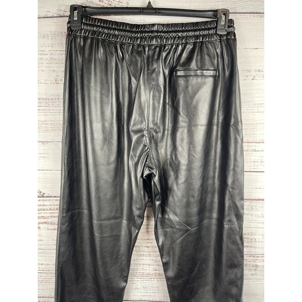 $198 NOLI Pants Women's Size XL Black Faux Leather Jogger Stretch Elastic Waist - Picture 7 of 8